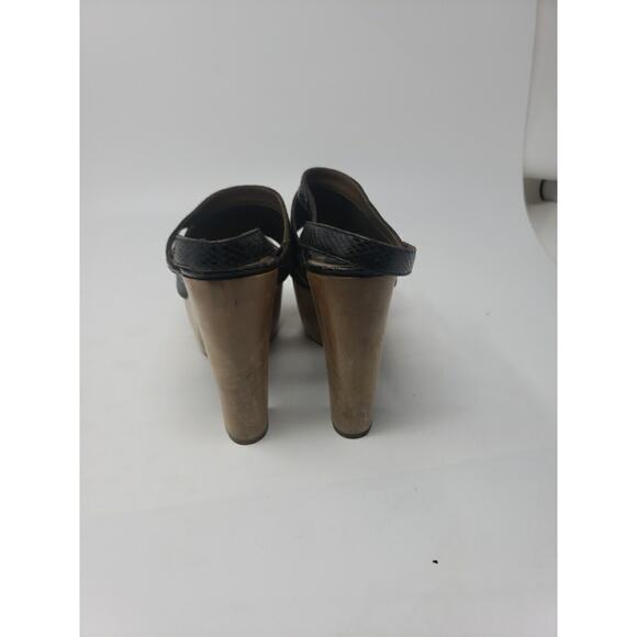 Marni Platform Wooden Heels Brown Black Snake Leather Made in Italy SZ 38 Womens - Picture 3 of 12